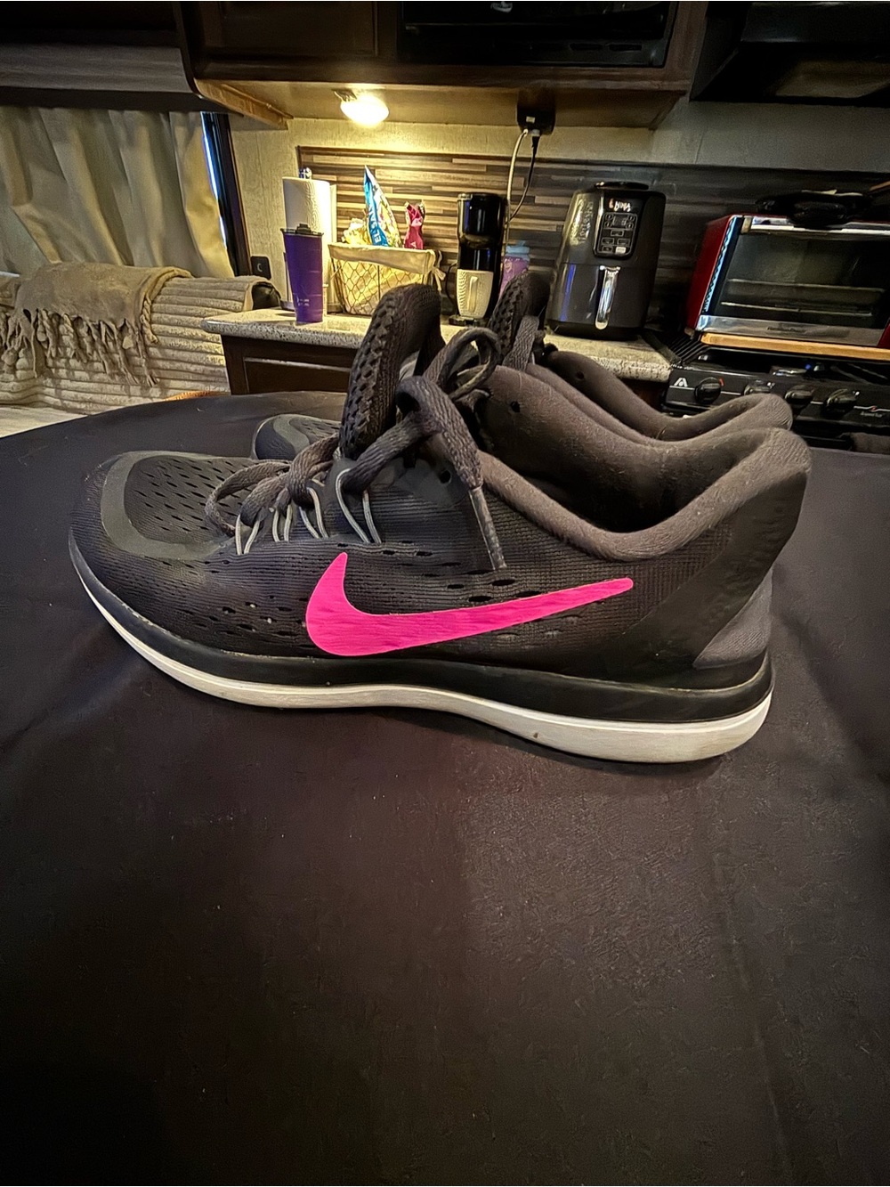 Nike Women's Charcoal Athletic Shoes with Pink Swoosh